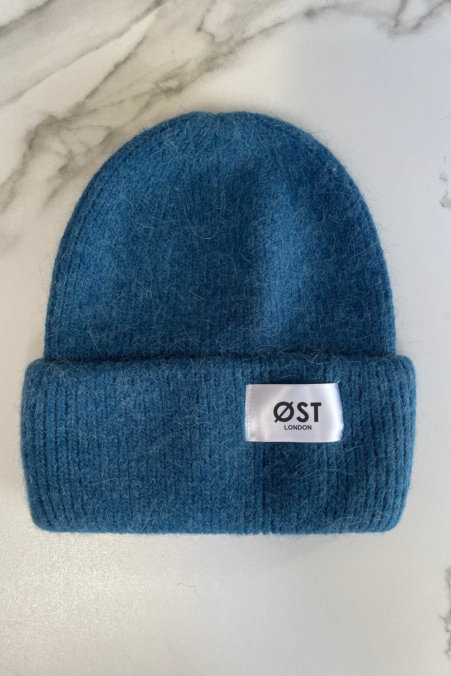 Soft Angora Knitted Beanie warm hat blue