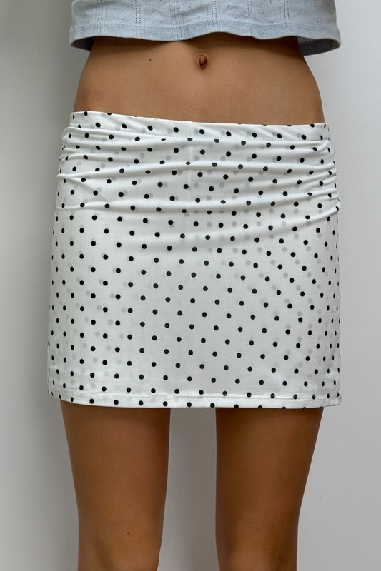 Holly Mini Skort -White black dots