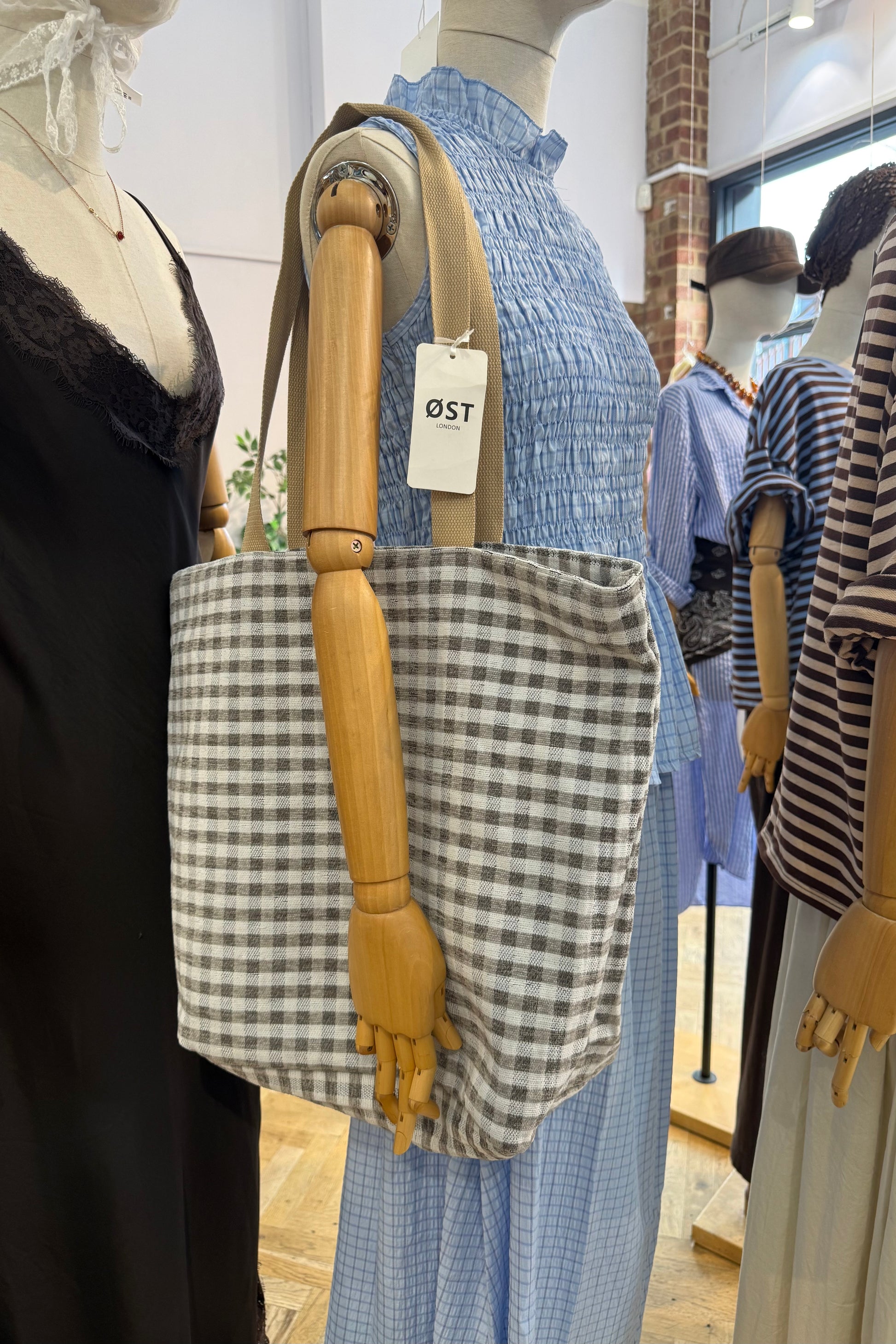 Gingham Bag -Taupe - Øst London