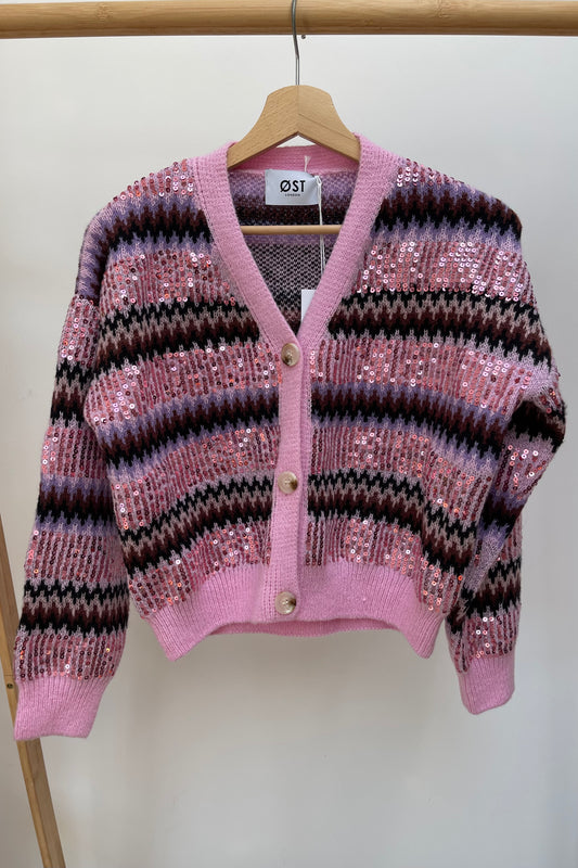 Stine Sequin Cardigan -Pink