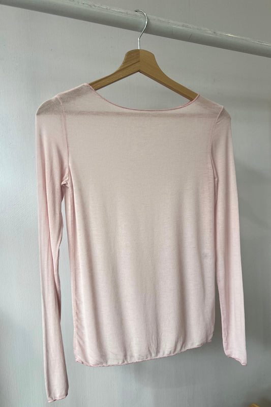 Sandra Cashmere Base Layer Wide Neck Top -Soft Pink - Øst London