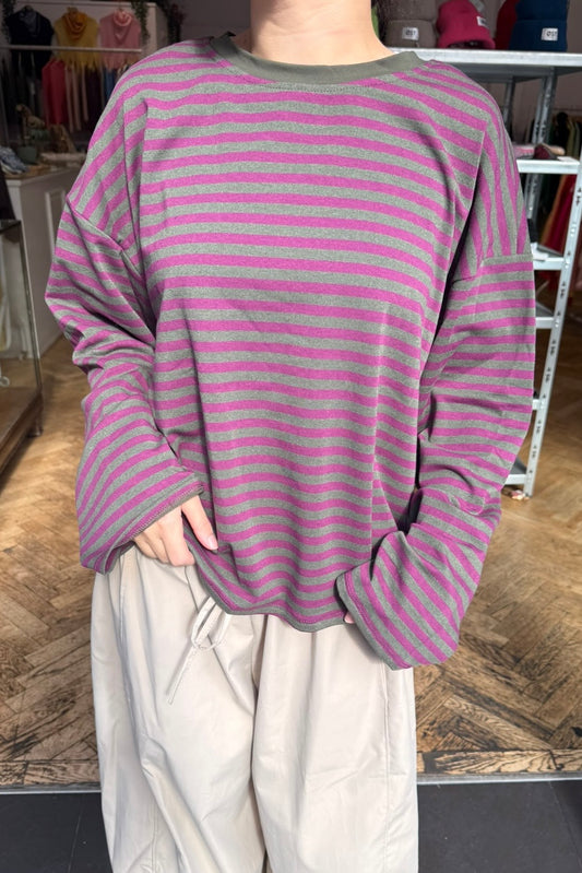 Anna Crewneck -Purple/Grey