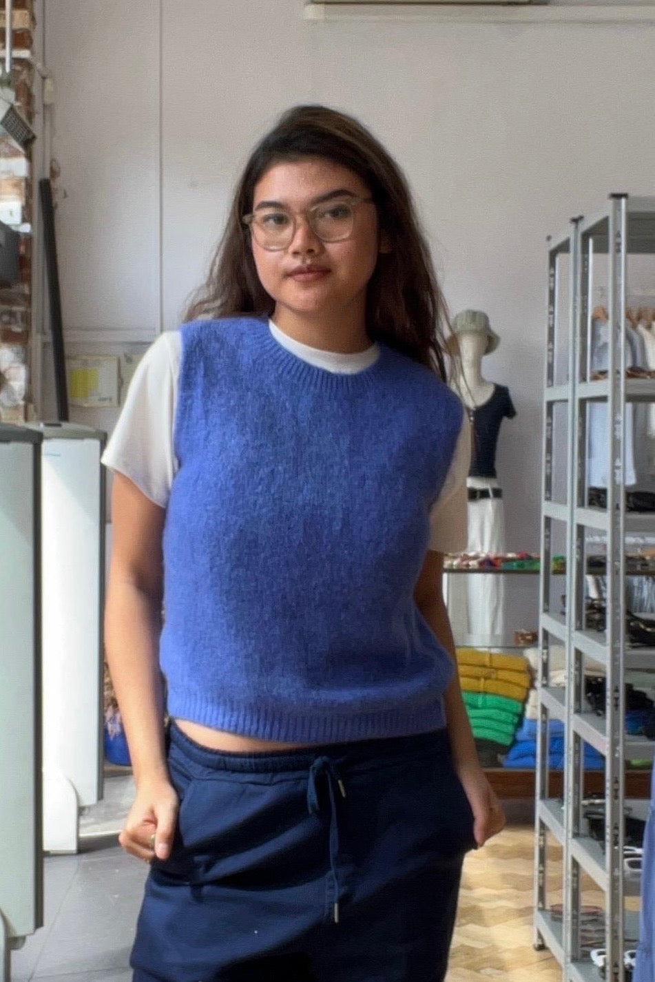Kathrine Mohair Crewneck Vest -Cornflower Blue