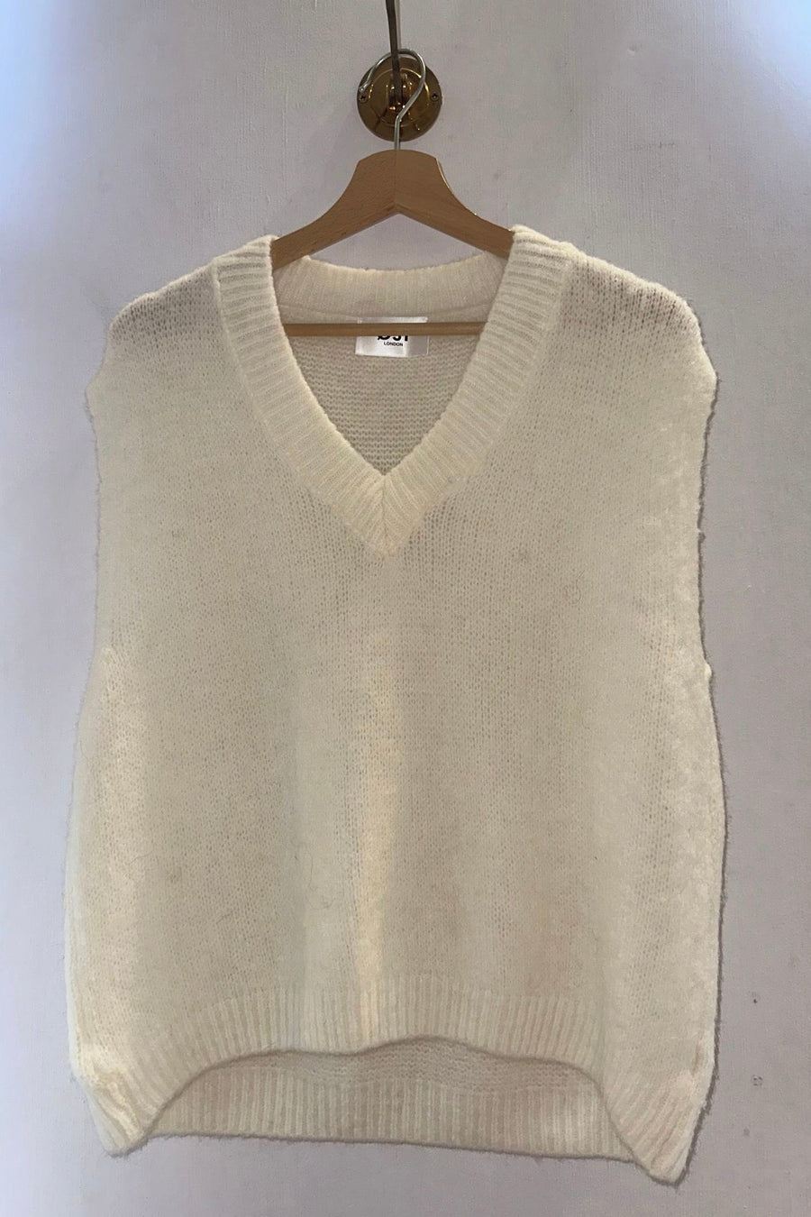 white mohair knitted vest