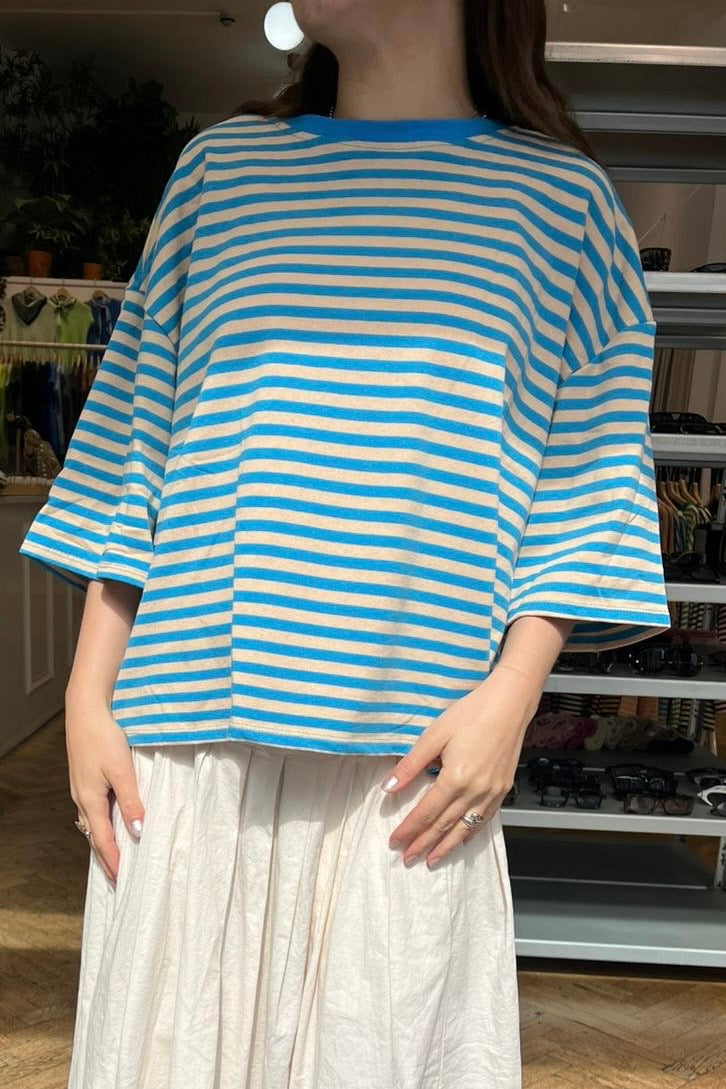 Else Striped T-Shirt -Blue/Cream - Øst London