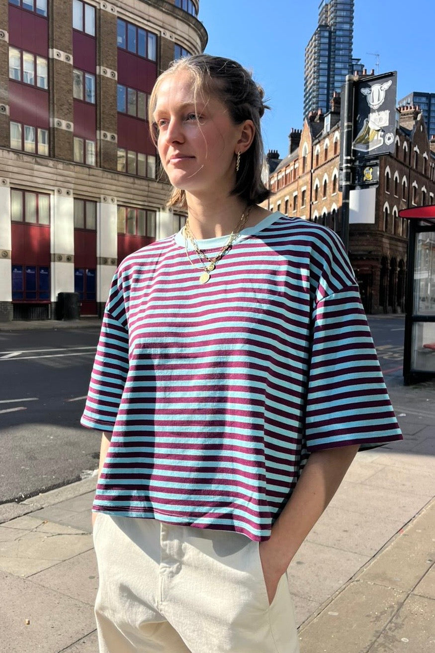 Else Striped T-Shirt -Burgundy/Mint