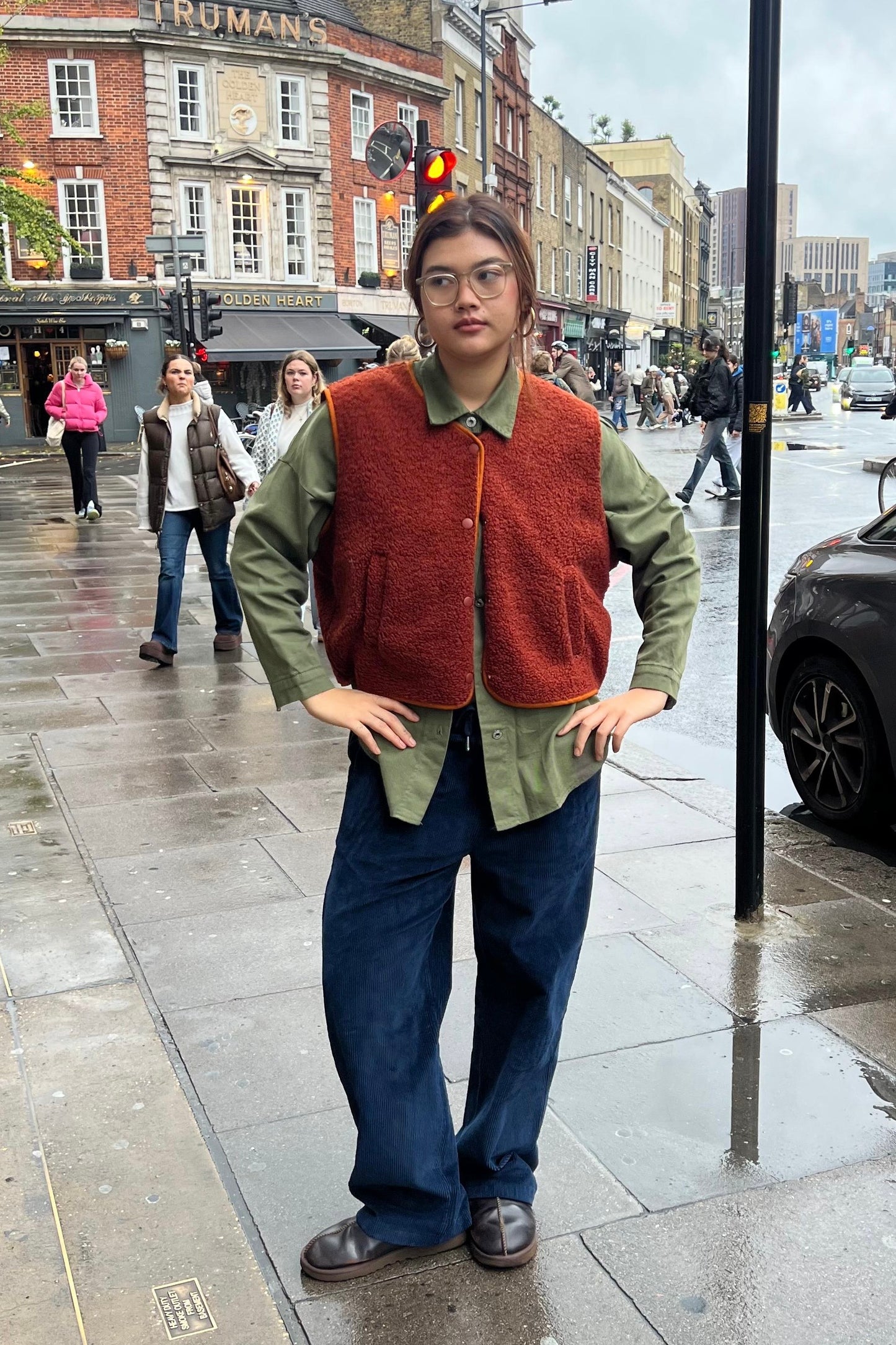 Dea White Canvas Work Shirt -Khaki - Øst London