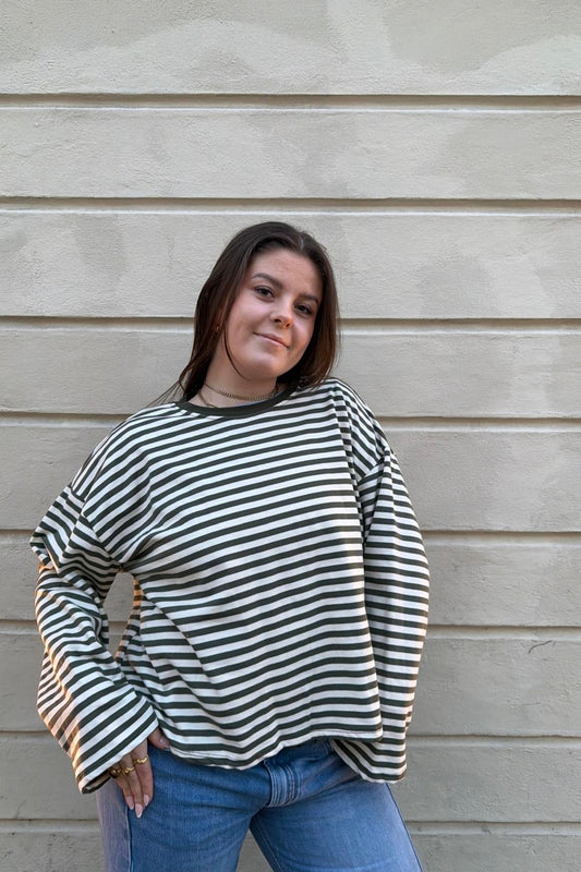 Anna Crewneck -White/Khaki - Øst London