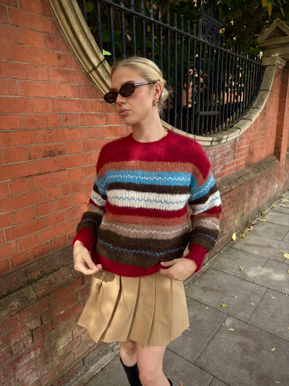Grethe Crewneck Wool Jumper -Burgundy
