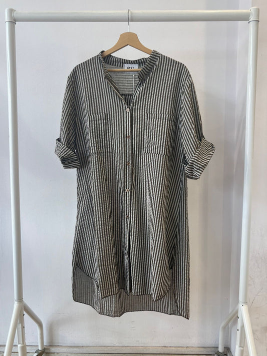 Bine Striped Shirt Dress -Chocolate - Øst London