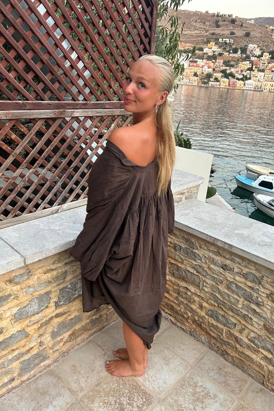 Freja Summer Cotton Dress -Brown