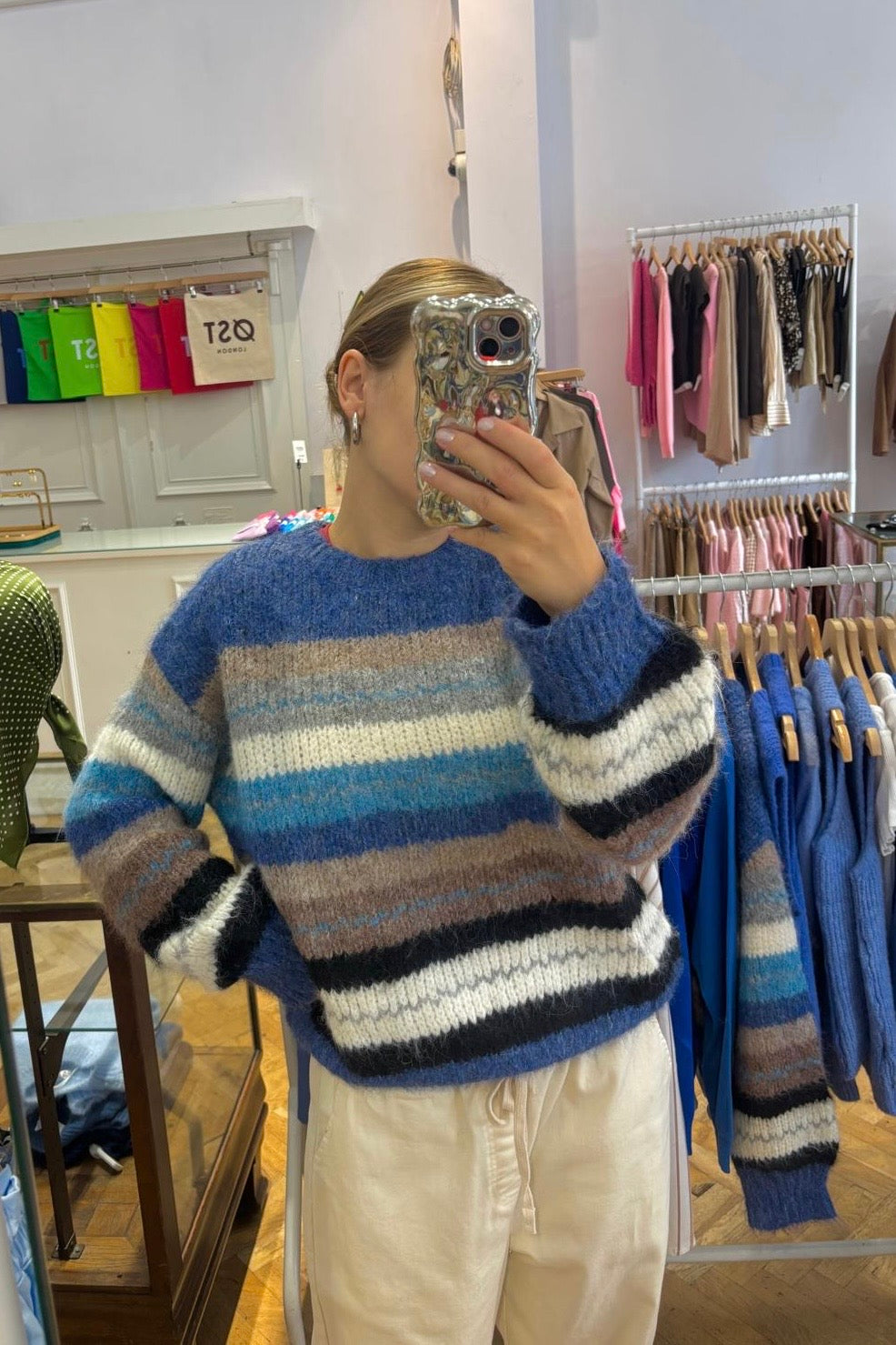 Grethe Crewneck Wool Jumper -Blue