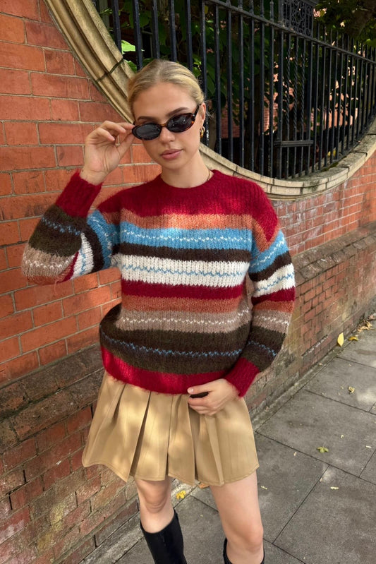 Grethe Crewneck Wool Jumper -Burgundy
