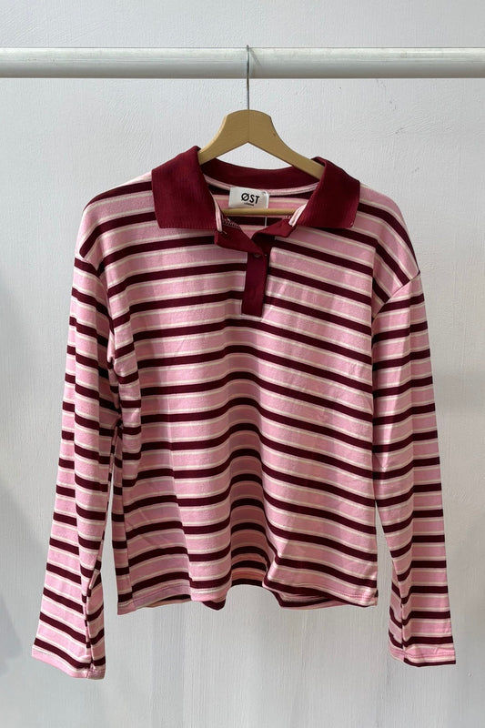 Ingrid Polo Shirt -Pink/Bordeaux