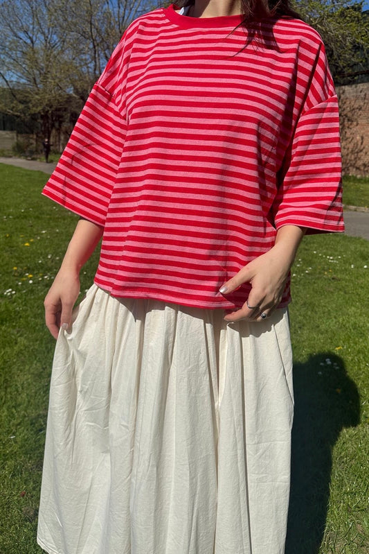Else Striped T-Shirt -Red/Pink - Øst London