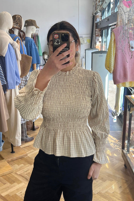 Leonora Smocked Blouse -Cream