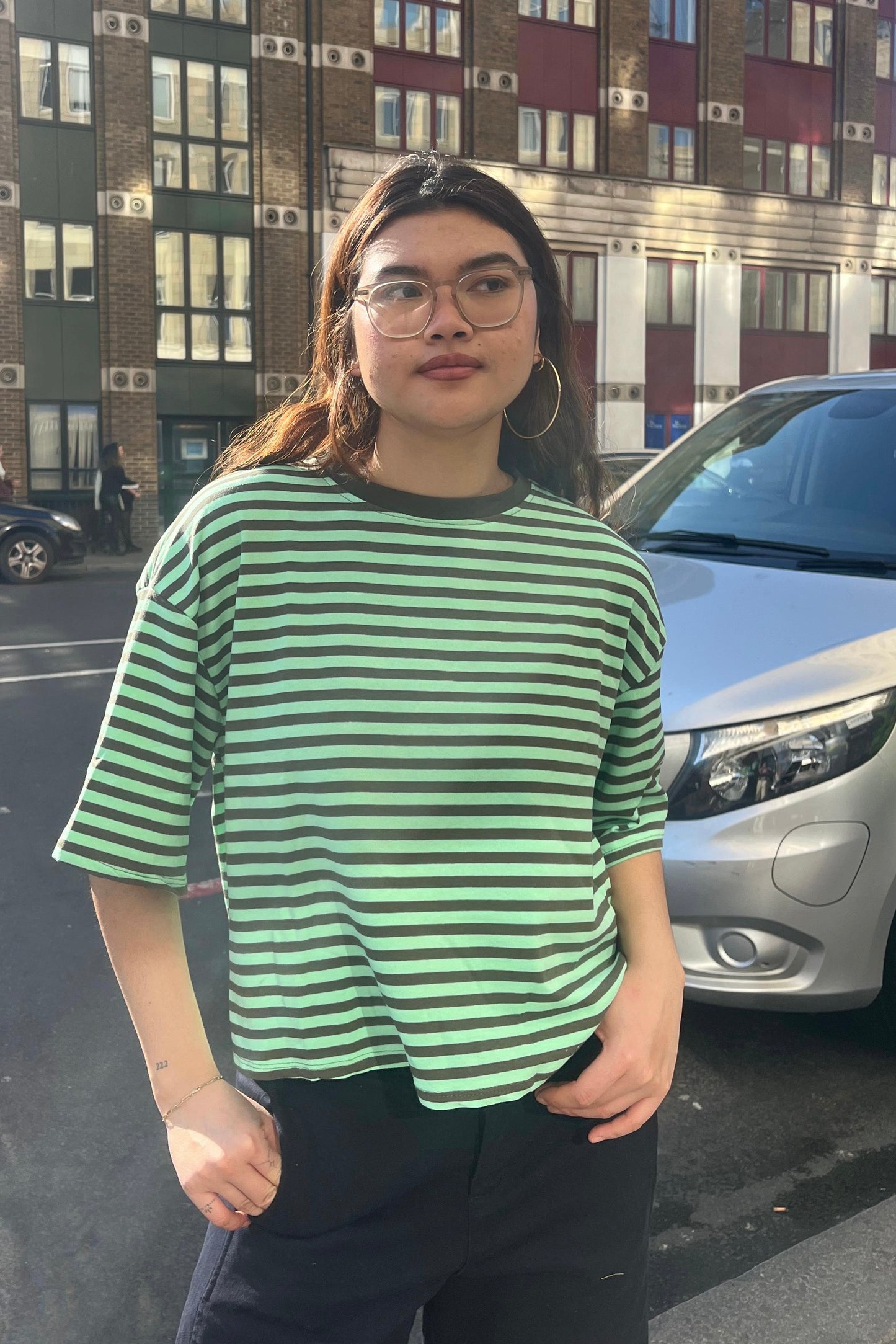 Else Striped T-Shirt -Khaki/Mint