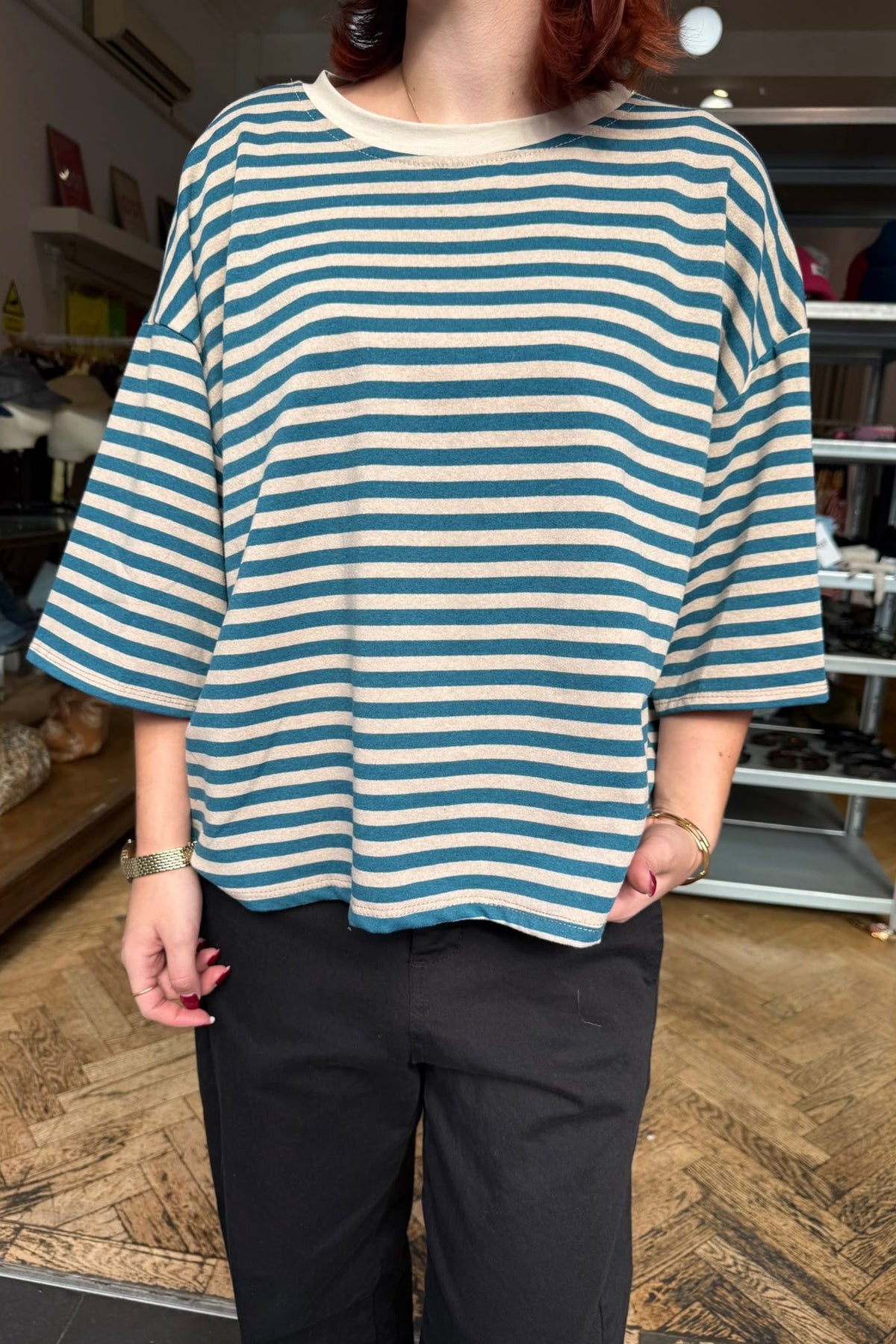 Else Striped T-Shirt -Petrol/Sand