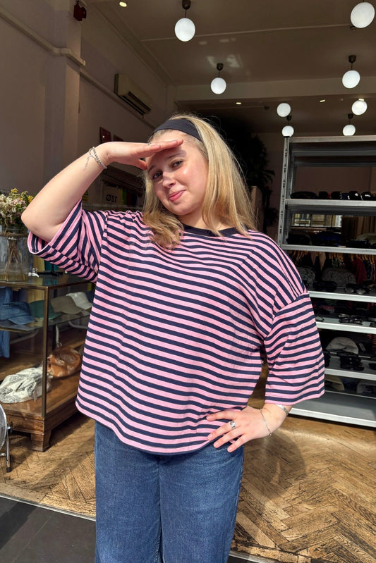 Else Striped T-Shirt -Black/Pink