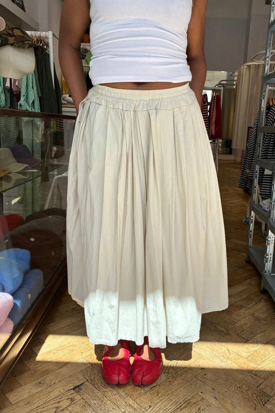 Malene Medi Skirt -Stone