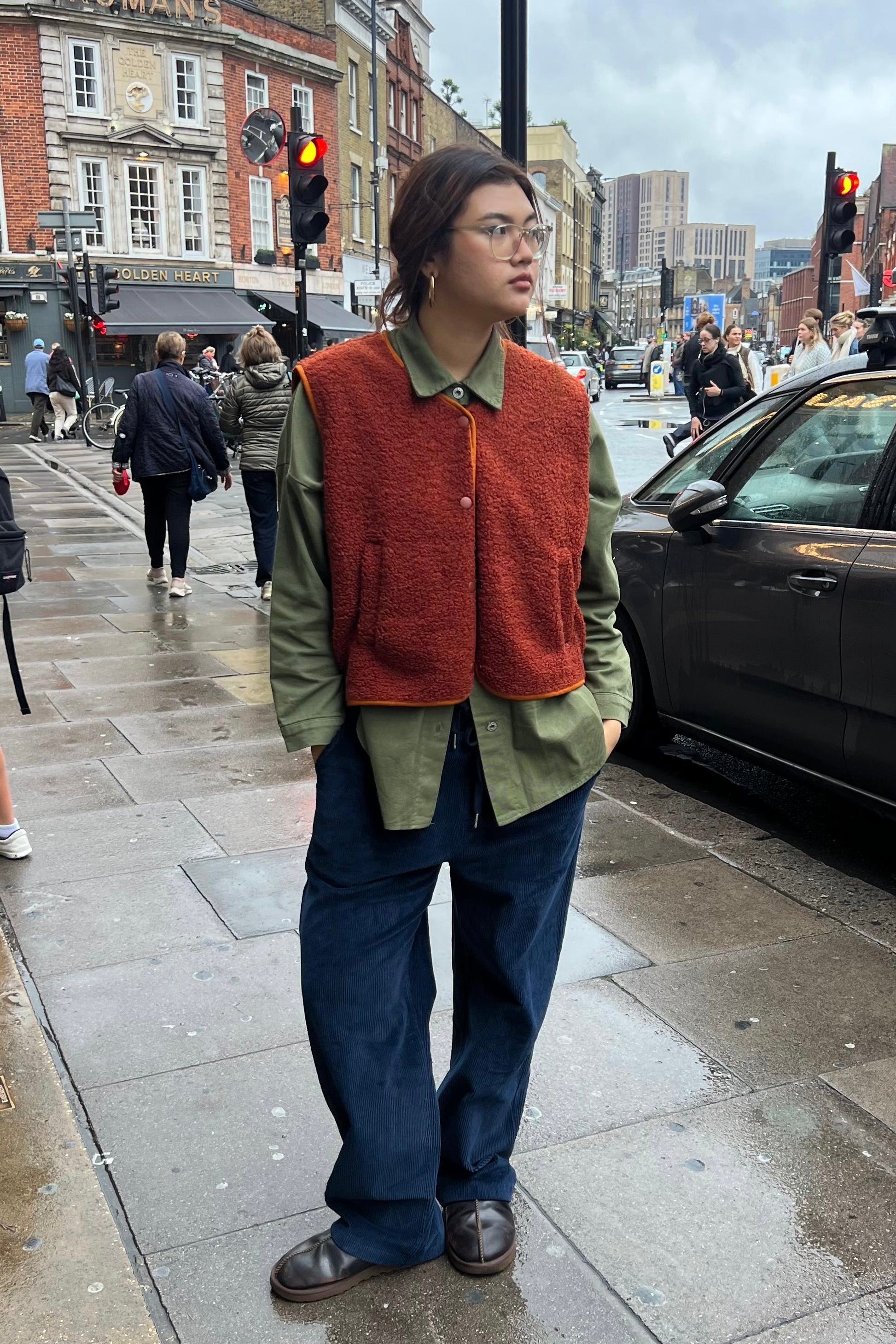 Dea White Canvas Work Shirt -Khaki - Øst London