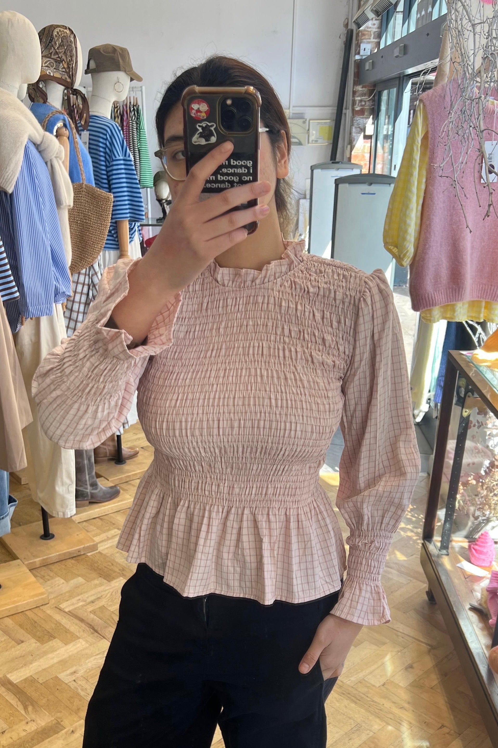 Leonora Smocked Blouse -Rosa - Øst London