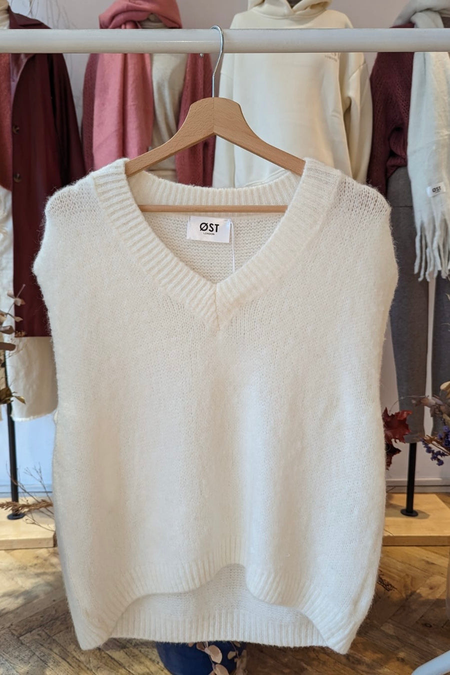 White mohair knitted vest