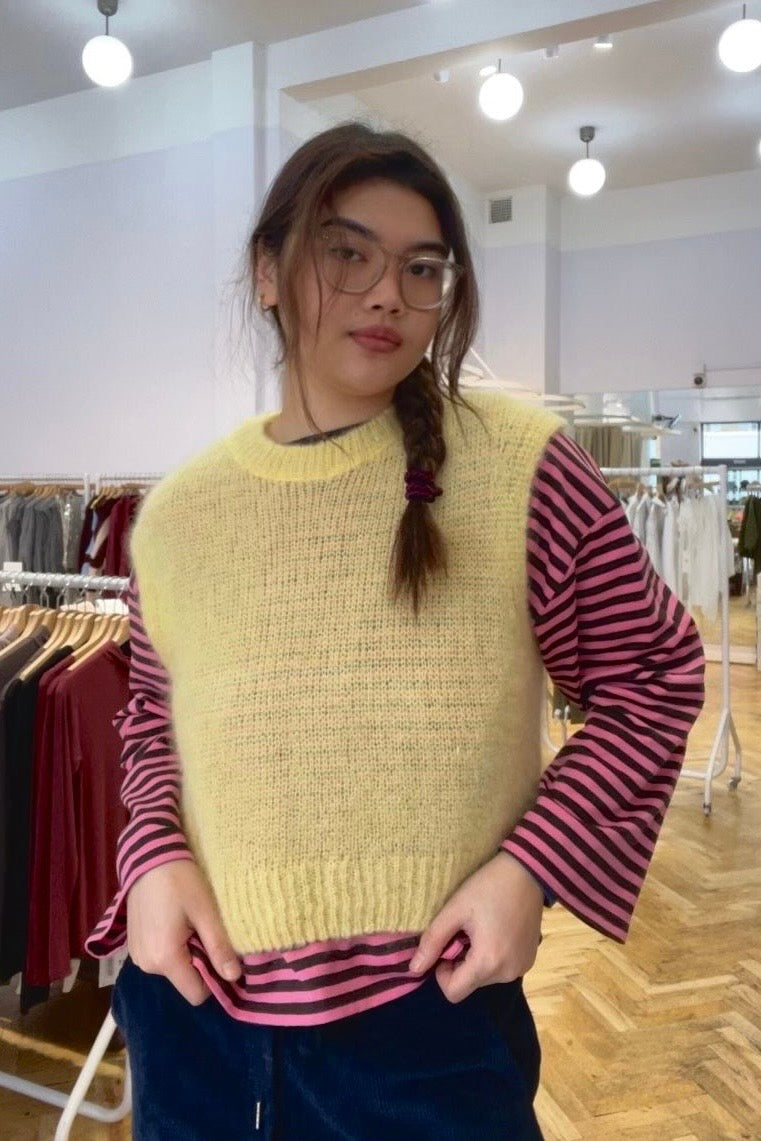 Monika Cropped Mohair Vest -Yellow - Øst London