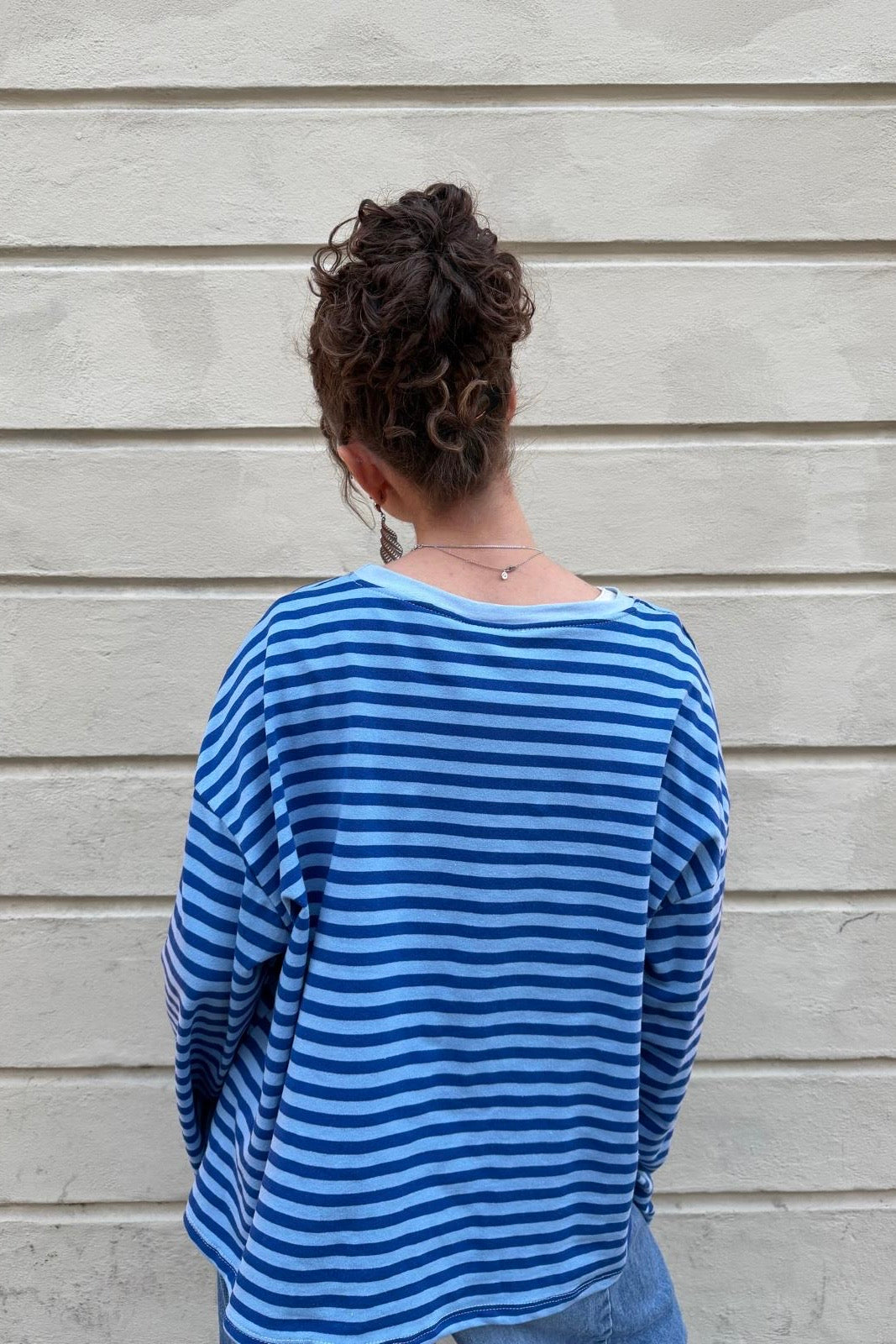 Anna Crewneck -Royal Blue/Light Blue - Øst London