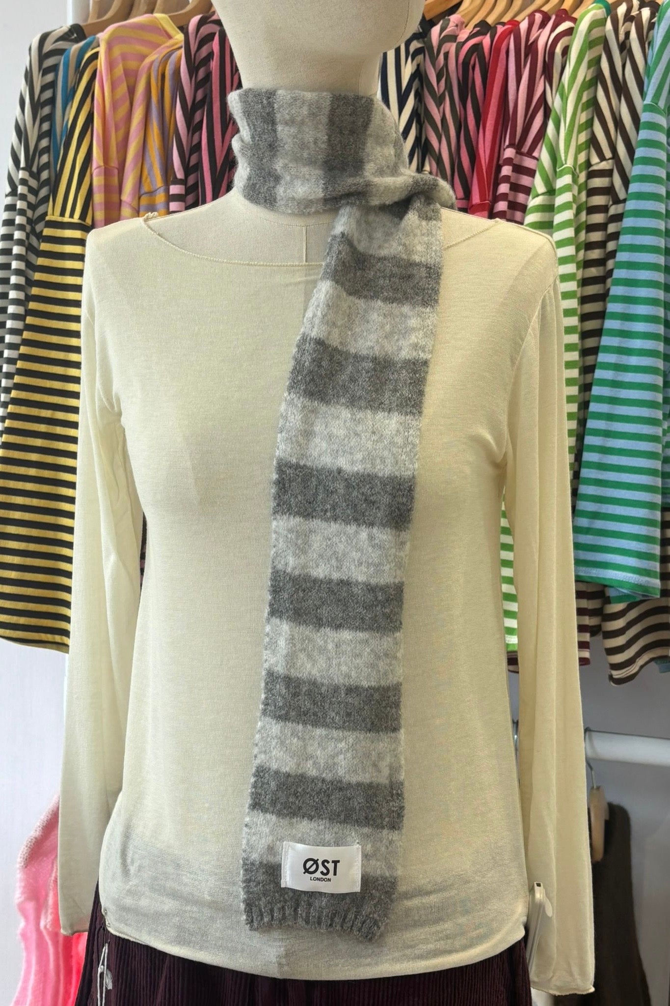Gunhild Skinny Scarf -Grey - Øst London