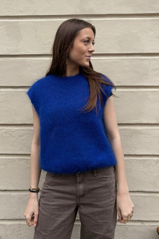 Monika Cropped Mohair Vest -Royal Blue - Øst London