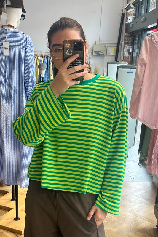Anna Crewneck -Green/Lime - Øst London