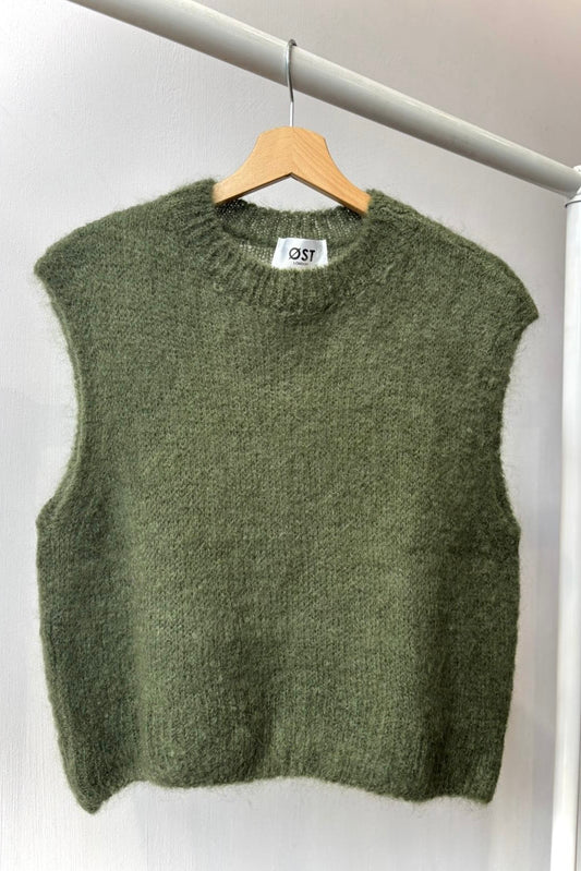 Monika Cropped Mohari Vest -Khaki