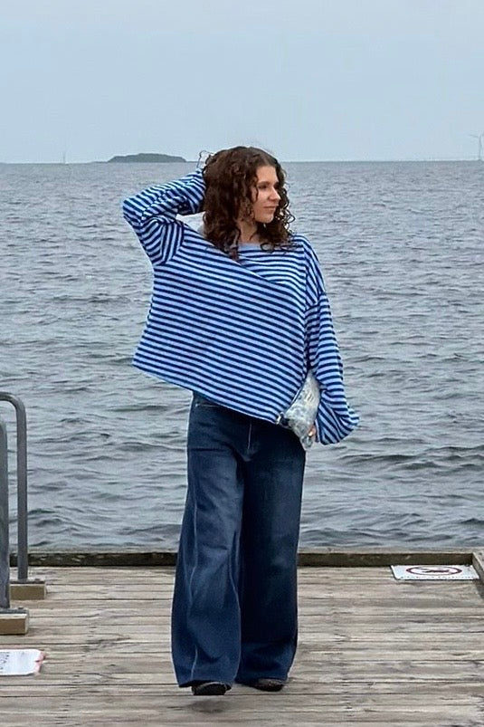 Anna Crewneck -Royal Blue/Light Blue - Øst London