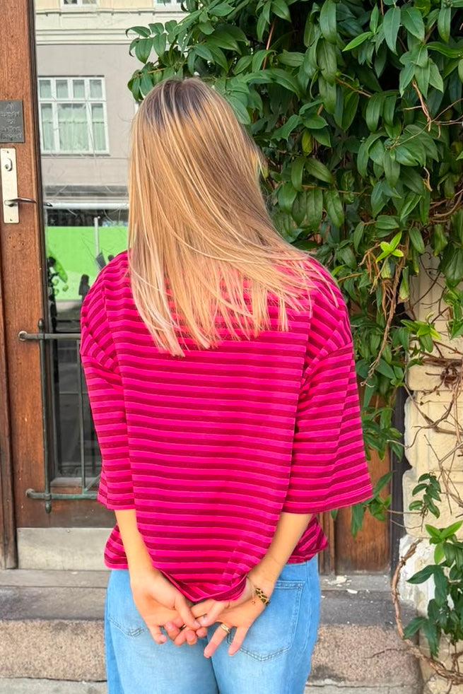 Else Striped T-Shirt -Burgundy/Pink