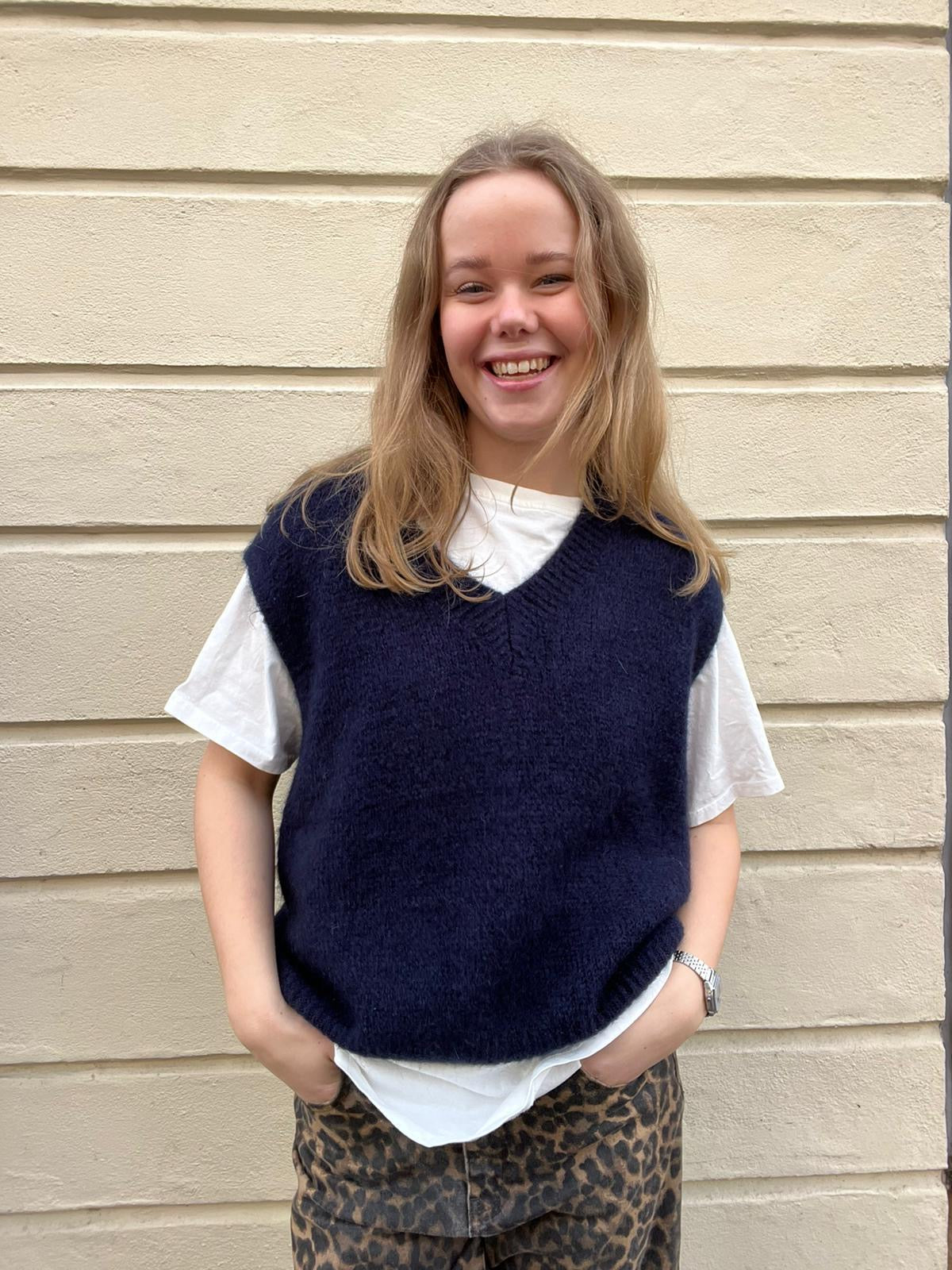 Tessa Mohair Vest -Navy – Øst London