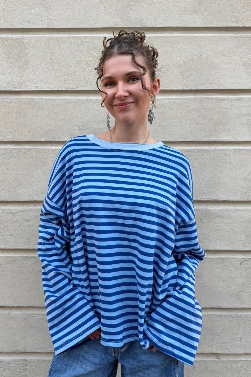 Anna Crewneck -Royal Blue/Light Blue - Øst London
