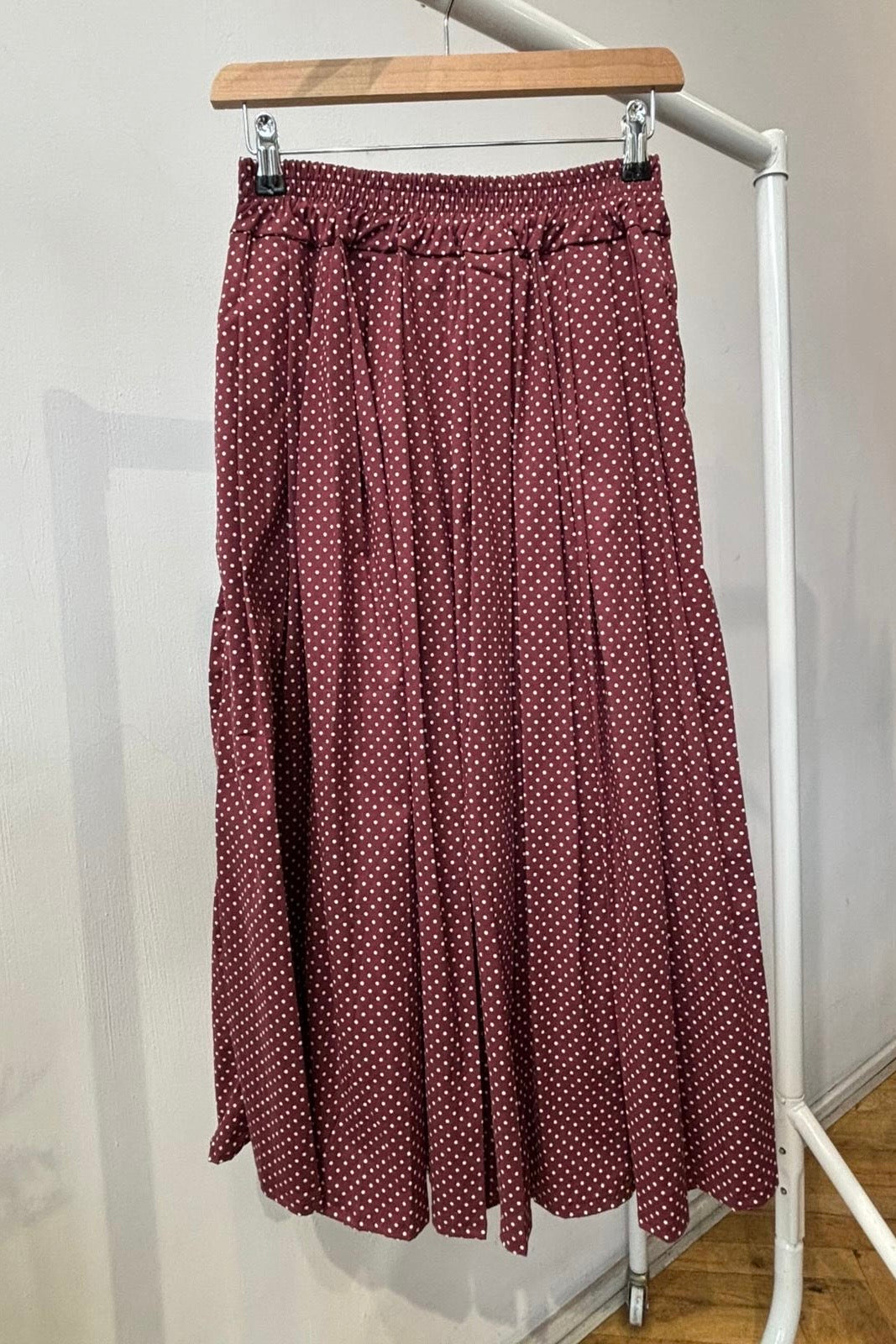 Malene Dot Medi Skirt -Bordeaux