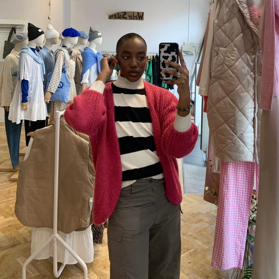 Fuchsia pink mohair cardigan 