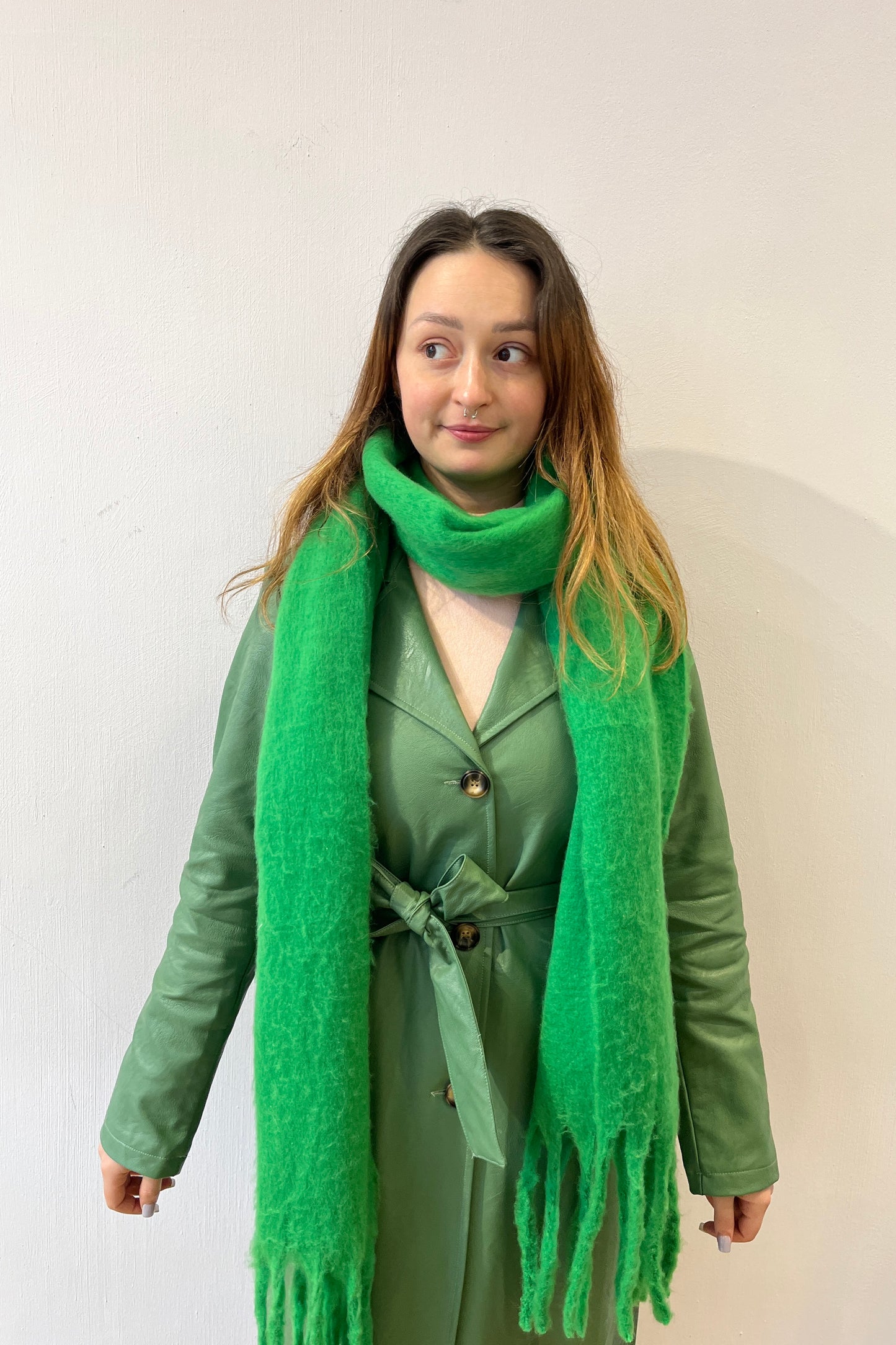 Oversized soft winter scarf Green