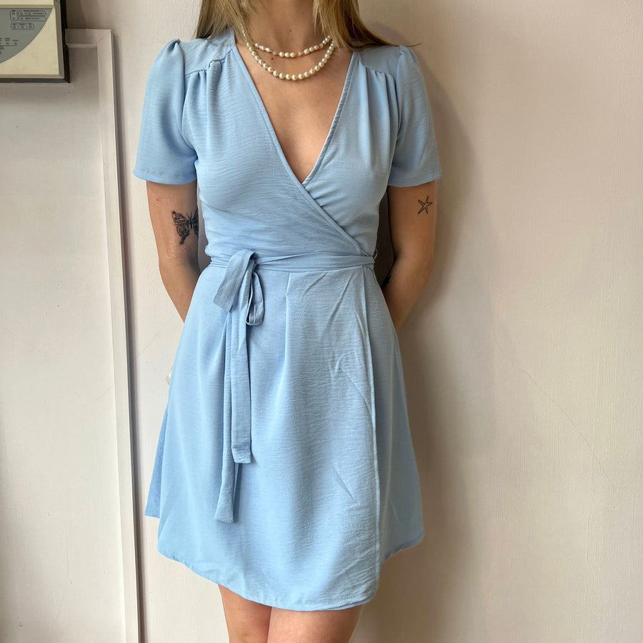 Light blue wrap dress