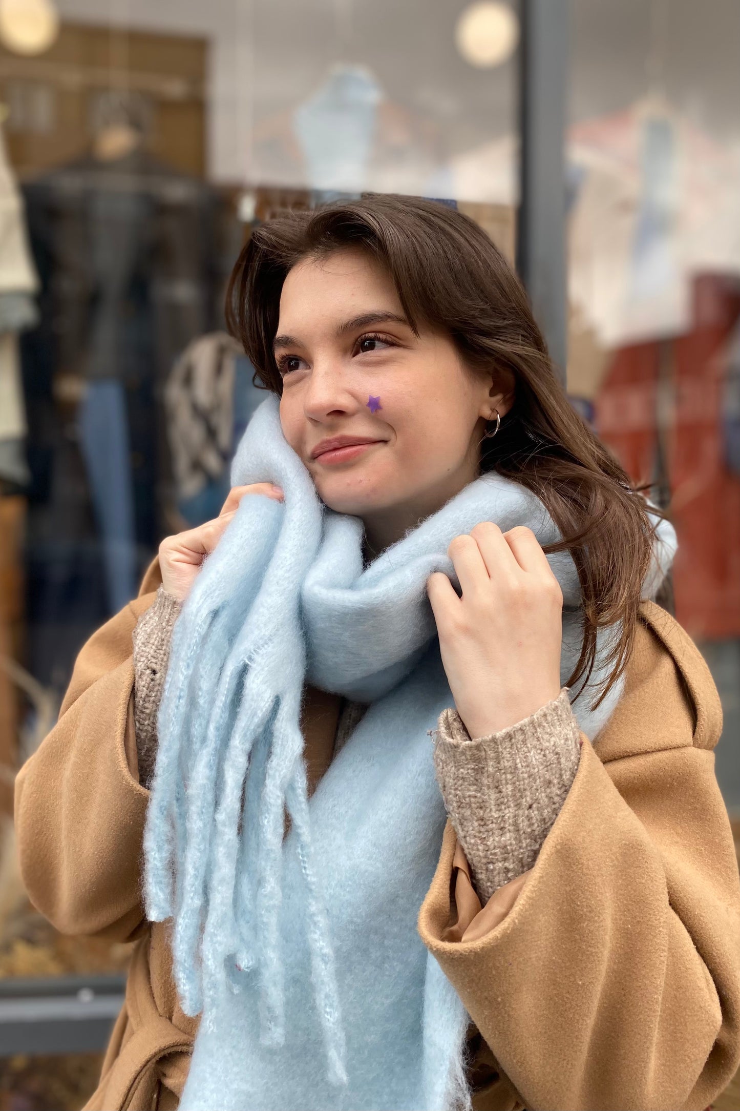 oversized soft winter scarf Light Blue