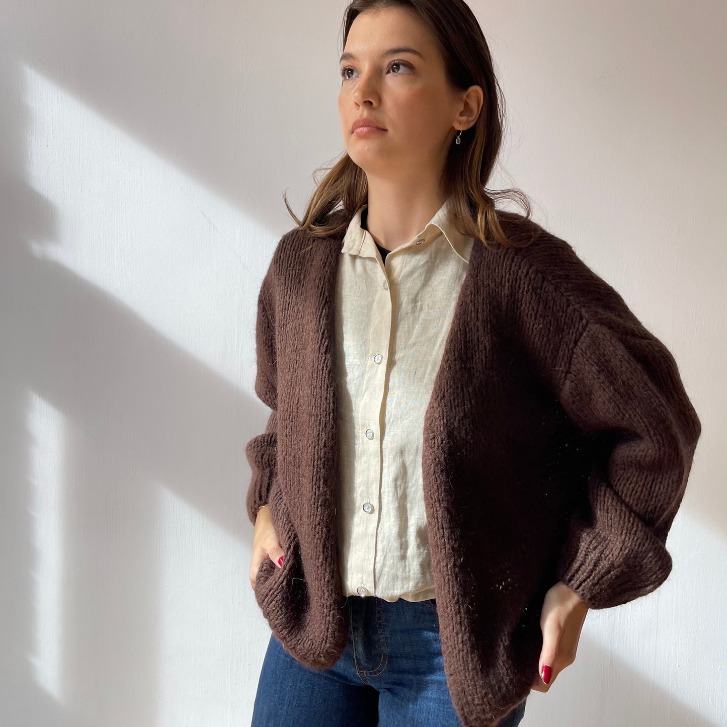 mohair cardigan Brown