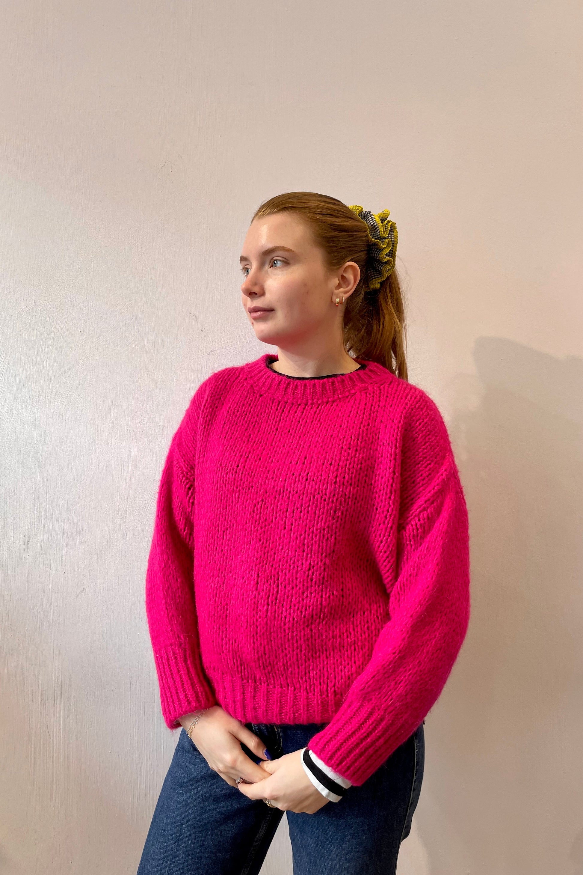 Mohair Jumper round neck Fushia