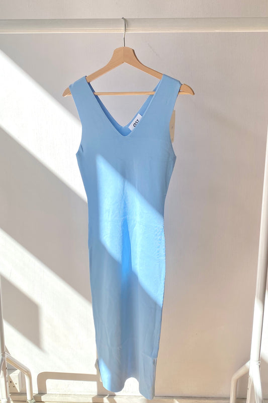 Julie V Neck Dress -Light Blue