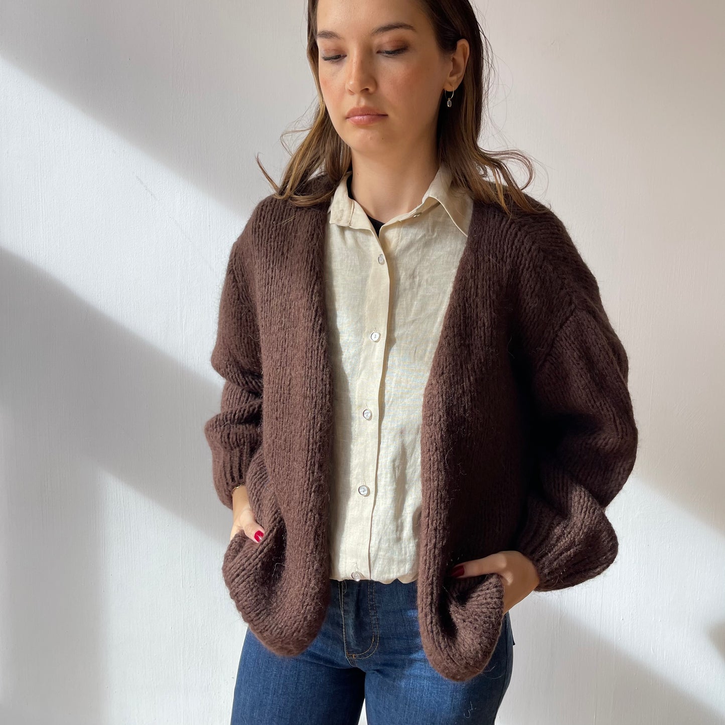 mohair cardigan Brown