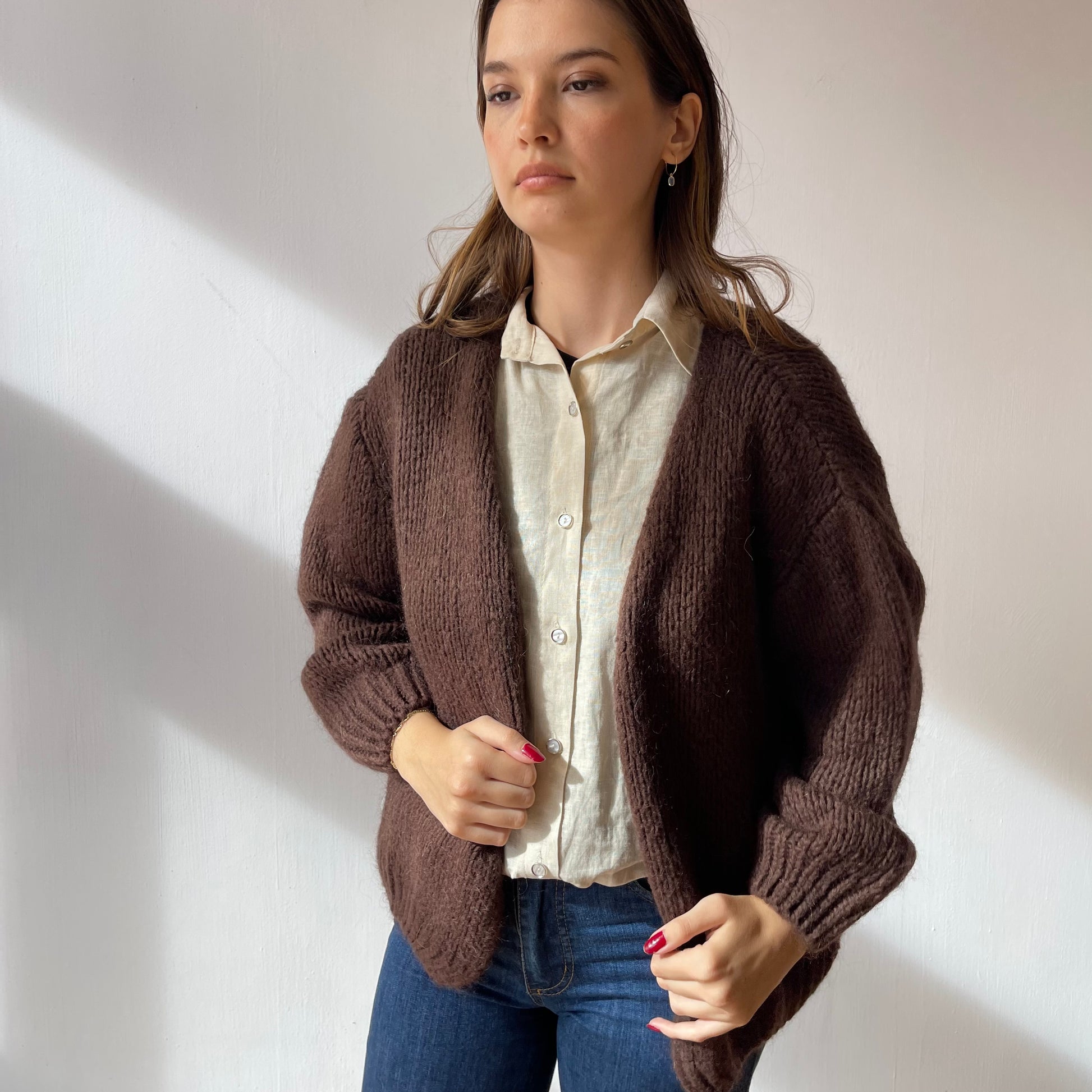 mohair cardigan Brown